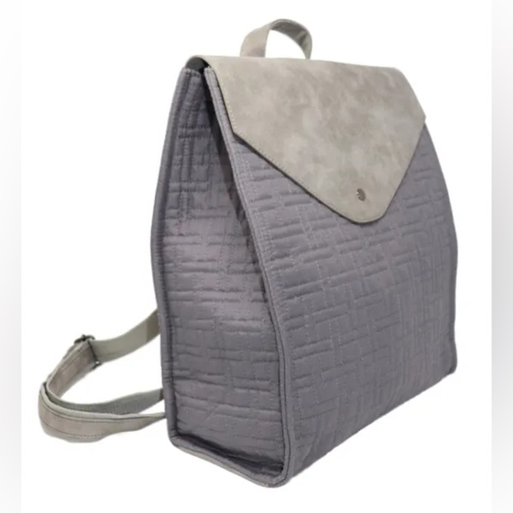 Win&Co Quilted Backpack Gray Front Flap Snap Closure Purse Versatile